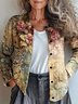 Damen Gestrickt Verlaufsmuster Langarm Bequem Retro Strickjacke