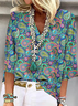 Schalkragen Halbarm Paisley Regelmäßig Weit Bluse für Damen