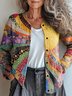 Damen Gestrickt 3d Drucken Langarm Bequem Lässig Strickjacke