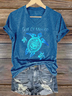 Lässig Schildkröte V-Ausschnitt Kurzarm T-Shirt