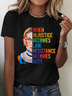 Lässig Textbriefe Rundhals Kurzarm T-Shirt