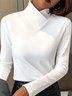 Langarm Unifarben Print Regelmäßig Mikroelastizität Regelmäßige Passform Bluse für Damen