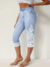 Lässig 3d Drucken Caprihosen Elastische Taille Hose