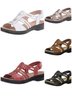Retro Unifarben Haken und Schleife Niedrig Zehentrenner-Sandalen