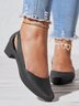 Lässig Unifarben Slip On Blockabsatz Keilsandalette
