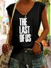 Lässig V-Ausschnitt Textbriefe Tanktop Oberteile
