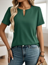 Lässig Unifarben V-Ausschnitt Kurzarm T-Shirt