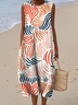 Damen Gestreift Sommer Kleid Rundhals Ärmellos A-Linien-Kleid