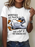Lässig Textbriefe Rundhals Kurzarm T-Shirt