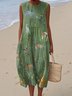Damen Malerei Sommer Kleid Rundhals Ärmellos A-Linien-Kleid