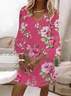 Damen Geblümt Sommer Print Kleid V-Ausschnitt Halbarm H-Linie Kleid