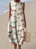 Damen Malerei Sommer Kleid Rundhals Ärmellos A-Linien-Kleid