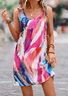 Damen Geometrisch Sommer Kleid U-Ausschnitt Gallus A-Linien-Kleid
