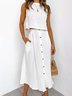 Damen Unifarben Zweiteiliges Set Täglich Ärmellos Lässig Sommer Bluse mit Rock Matching Set