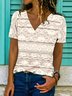Lässig Geblümt V-Ausschnitt Kurzarm T-Shirt
