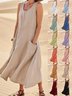 Damen Unifarben Sommer Nahtverarbeitung Kleid Rundhals Ärmellos Passen & Flare Kleid A-Linien-Kleid
