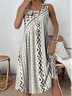 Damen Geometrisch Sommer Kleid Rundhals Ärmellos Tanktop A-Linien-Kleid