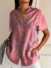 Hemdkragen Kurzarm Geometrisch Regelmäßig Mikroelastizität Regelmäßige Passform Bluse für Damen