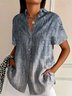 Hemdkragen Kurzarm Paisley Regelmäßig Mikroelastizität Regelmäßige Passform Bluse für Damen
