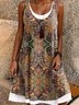 Damen Geblümt Sommer Kleid Rundhals Ärmellos A-Linien-Kleid
