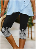 Damen Geblümt Caprihosen Elastische Taille Hose Lässig Sommer Hose