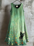 Damen Geblümt Sommer Kleid Rundhals Ärmellos A-Linien-Kleid