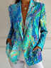 Damen Verlaufsmuster Frühling/Herbst Oberbekleidung Einfach Langarm Reverskragen Regelmäßig Blazer