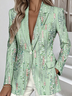 Damen Geblümt Frühling/Herbst Oberbekleidung Einfach Langarm Reverskragen Regelmäßig Blazer