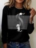 Retro Kariert Rundhals Langarm T-Shirt