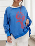 Lässig Rundhals Tier Sweatshirt