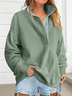 Lässig Rundhals Unifarben Sweatshirt