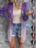 Damen Frühling/Herbst Oberbekleidung Sexy Print Geometrisch Dreiviertelärmel Schalkragen Jacke