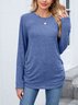 Lässig Unifarben Rundhals Langarm T-Shirt