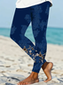 Lässig Geblümt Print Lang Leggings