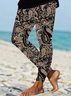 Lässig Geblümt Print Lang Leggings