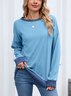 Lässig Rundhals Farbblock Sweatshirt