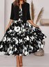 Damen Geblümt Print Zweiteiliges Set Täglich Kurzarm Lässig Sommer Mantel mit Rock Matching Set