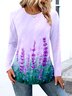 Lässig Farbblock Rundhals Langarm T-Shirt