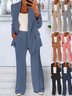 Damen Unifarben Nahtverarbeitung Zweiteiliges Set Täglich Langarm Lässig Frühling/Herbst Mantel mit Hosen Matching Set