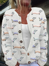 Damen Gestrickt Tier Langarm Bequem Retro Strickjacke