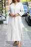 Damen Unifarben Frühling/Herbst Kleid V-Ausschnitt Langarm A-Linien-Kleid