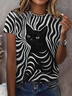Einfach Katze Rundhals Kurzarm T-Shirt