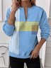 Lässig Rundhals Gestreift Sweatshirt