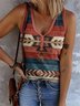 Lässig V-Ausschnitt Geometrisch Tanktop Oberteile