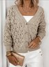 Damen Baumwolle Unifarben Langarm Bequem Lässig Pullover