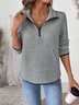 Lässig Polokragen Unifarben Sweatshirt