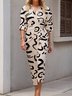 Damen Geometrisch Frühling/Herbst Kleid Hemdkragen Langarm A-Linien-Kleid