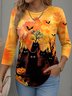 Retro Halloween Rundhals Langarm T-Shirt
