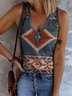 Lässig V-Ausschnitt Geometrisch Tanktop Oberteile
