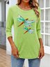 Retro Kariert Rundhals Langarm T-Shirt